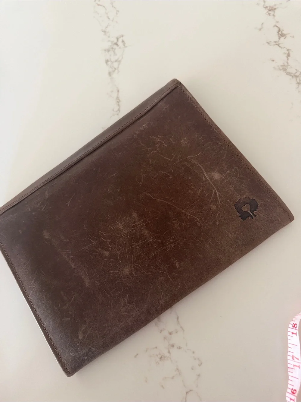 Sleek Brown Leather Envelope Clutch
